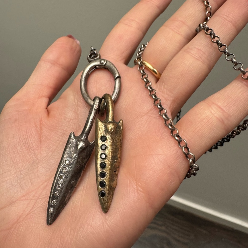 John Varvatos Double Pendent with White & Black Diamonds